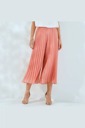 BLANCHEPORTE Pantacourt Taille Élastiquée, Voile Plissé