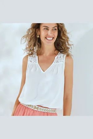 BLANCHEPORTE Blouse Sans Manches Avec Dentelle