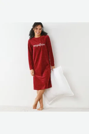 BLANCHEPORTE Chemise De Nuit En Velours Imprimé Pois