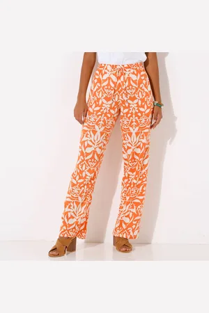 BLANCHEPORTE Pantalon Large Fluide, Imprimé Bicolore