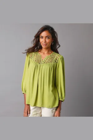 Lora Zellini Blouse Macramé Manches 3/4
