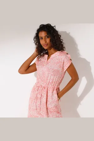 BLANCHEPORTE Robe Imprimée Boutonnée Épaules