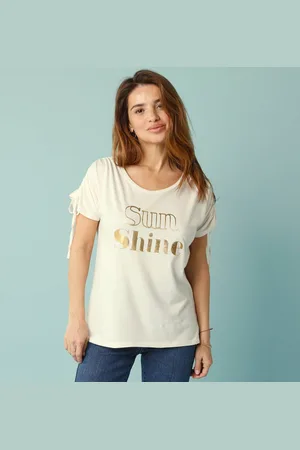 BLANCHEPORTE T-shirt Spécial Petites Imprimé Doré, Liens Coulissés