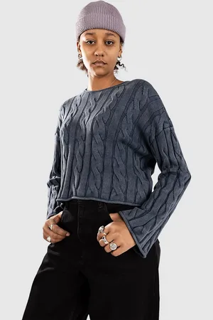 Vans Mila Cable Knit Crop Pull bleu