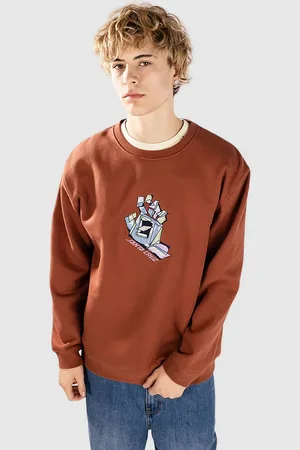 Santa Cruz Screaming Scratched Hand Strip Sweat marron