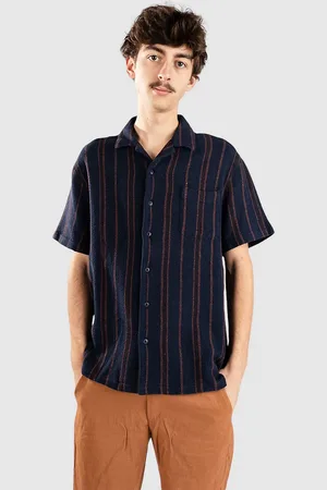 Brixton Bunker Waffle Stripe Chemise bleu