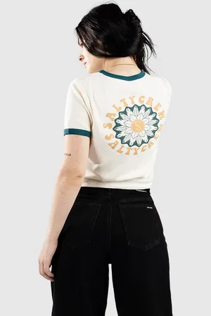 Salty Crew Flower Power Ringer T-Shirt blanc