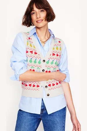 Boden Gilet de costume Edie à motif jacquard-Écru chiné, fruit