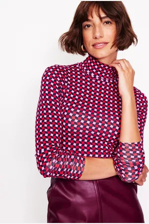 Boden Top Polly en jersey-Rubis, motif Abstract Diamond