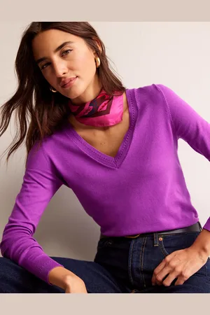 Boden Pull Catriona col V en coton-Hyazinthenviolett