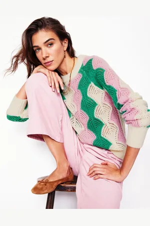 Boden Pull Alice à manches raglan-Ivoire chaud/rose lavande tendre
