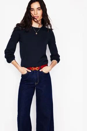 Boden Pull Pru à détails festonnés-Bleu Marine
