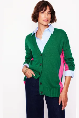 Boden Gilet long Zia à col V-Mineral Blue Flower Bed