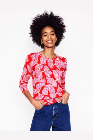 Boden Pull col rond Emilia en coton-Rouge coquelicot, nœuds éparpillés