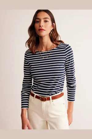 Boden Marinière Ella à manches longues-Bleu marine, ivoire