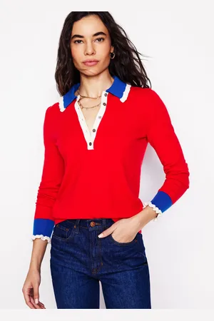 Boden Pull volanté en coton mélangé-Rouge coquelicot
