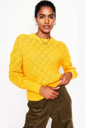 Boden Pull épais en pointelle-Jaune Ananas