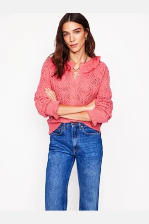 Boden Gilet Alice en maille duveteuse-Rose saumon