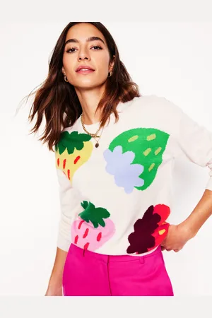Boden Pull Lydia en cachemire-Écru, fraises