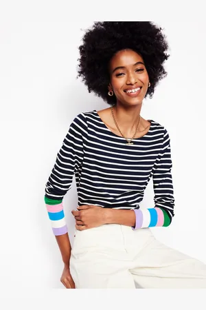 Boden Marinière Ella à manches longues-Bleu marine poignets multi