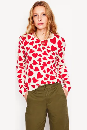 Boden Pull Eva col rond en cachemire-Ivoire, motif Heart Cluster