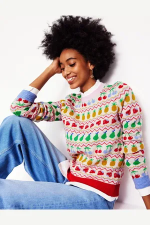 Boden Pull Edie à motif jacquard-Écru chiné, fruit