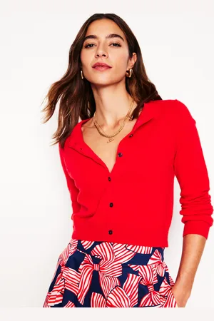 Boden Cardigan court Eva en cachemire-Rouge coquelicot