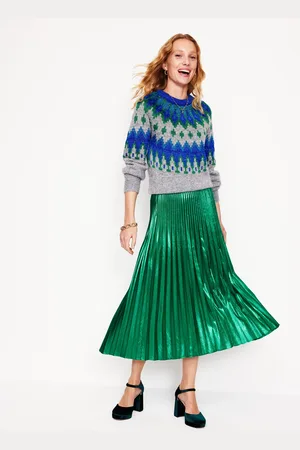 Boden Jupe midi Camilla métallisée-Malachite