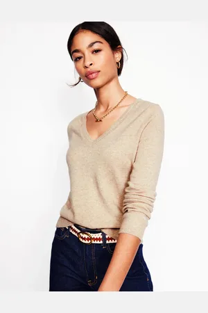Boden Pull Eva col V en cachemire-Chinchilla Chiné
