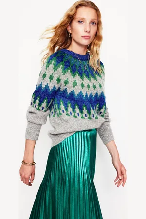 Boden Pull Kat scintillant à motif jacquard-Gris Mélangé