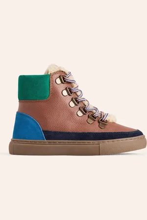 Boden Bottines en cuir cosy à lacets-Colourblock fauve