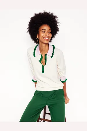Boden Pull volanté en coton mélangé-Ivoire chaud/rose lavande tendre