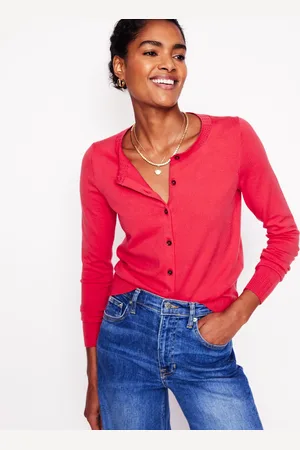 Boden Gilet col rond Emilia en coton-Rose camélia