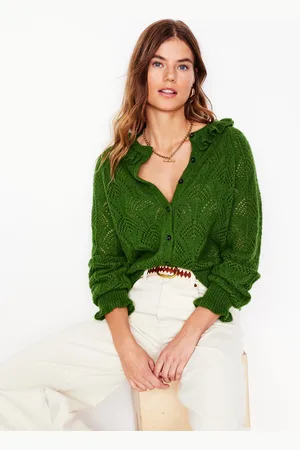 Boden Gilet Alice en maille duveteuse-Vert promenade