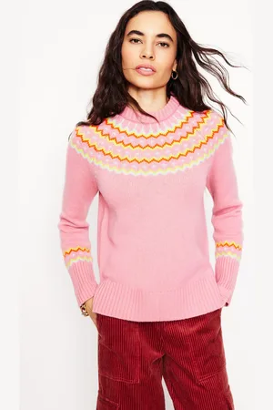 Boden Pull en cachemire à motif jacquard-Rose Formica