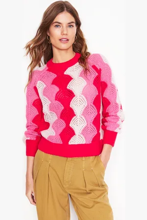 Boden Pull Alice à manches raglan-Rouge coquelicot/craie/rose bonheur
