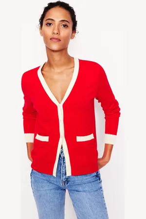 Boden Gilet Emilia à col V en coton-Anemone Honeycomb Spot