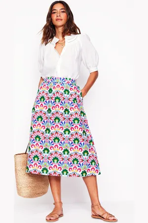 Boden Jupe midi Hattie en popeline-Multi, motif Decorative Dandelion