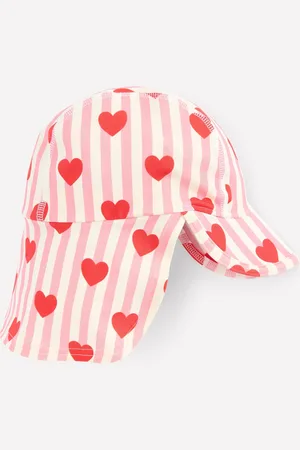Boden Chapeau imprimé avec protection solaire-Rayé cœur rose chewing-gum
