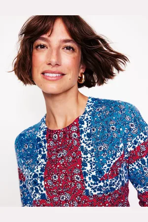 Boden Pull Catriona col rond en coton-Bleu céruléen, Union Jack