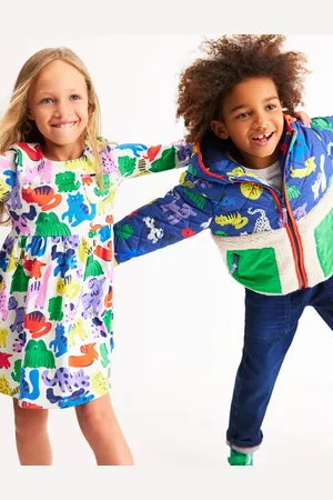 Boden Robe fun à manches longues en jersey-Animaux arc-en-ciel avoine chiné