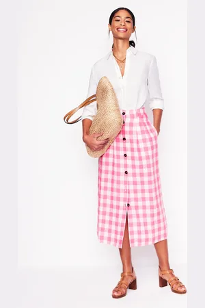 Boden Jupe midi Thomasina en lin-Vichy Rose