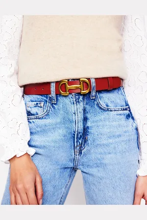 Boden Ceinture Iris en cuir à mors-ROUGE