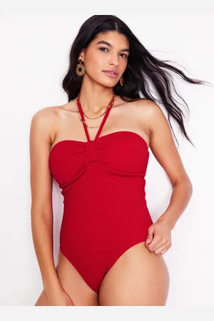 Boden Maillot de bain à texture froissée-Rouge tulipe