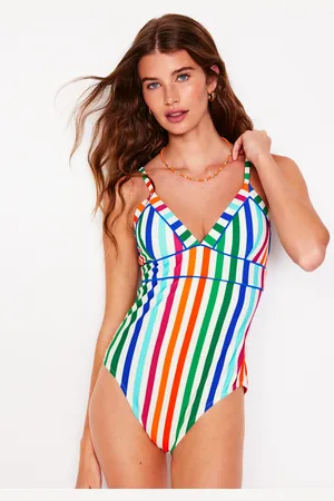 Boden Maillot de bain Kasos avec liens et col V-À Rayures Multicolores
