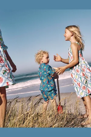 Boden Chemise en coton et lin-Imprimé tropical bleu vif