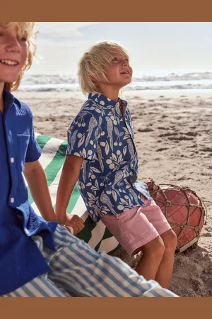 Boden Chemise en coton et lin-Motif Parrot Palm bleu