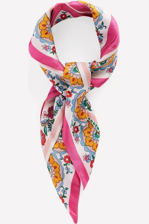 Boden Foulard carré en soie-Multi, motif Botanical Paisley