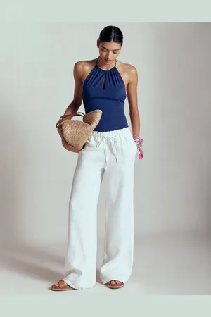 Boden Maillot de bain à encolure haute et liens-Bleu Marine