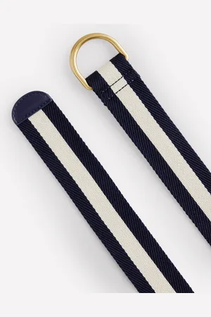 Boden Ceinture en toile avec anneau en D-Arctic/Ivory Stripe